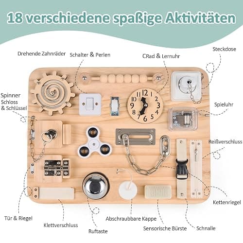 potatomato Montessori Busy Board – Jouet sensoriel en Bois, éducatif et motricité, Jeux en Bois, activité Manuelle, bac sensoriel, Jouet autisme pour Enfants thumbnail 3