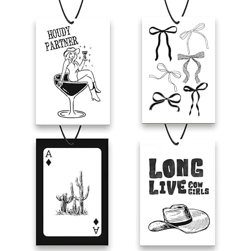 Car Accessories for Women, Western Car Decor, 4 Pcs Western Cowgirl Retro Vintage Hanging Air Freshener, New Car Scent for Car Mirror Decor, Girly Accessories for Dorm, Gift for New Car Owner - Image 1