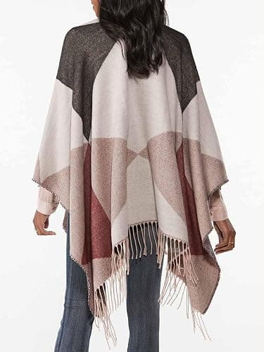 Moss Rose Women's Travel Plaid Shawl Wrap Open Front Poncho Cape for Fall Winter thumbnail 4
