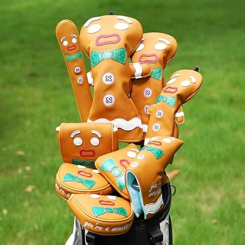LZFAN Funny Golf Club Head Cover Driver Headcover Fairway Wood Headcover Hybrid Club Head Cover Brown Monster Cookie thumbnail 2