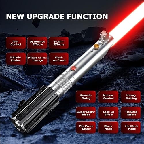 BSTSABER Upgrade App Control ANK Lightsaber, Smooth Swing 16 Sets Sound Effects 3 Light Effects and 16 Colors Change, Metal Dueling Light Saber for Adults Cosplay Gift (RGB-ANK) thumbnail 3