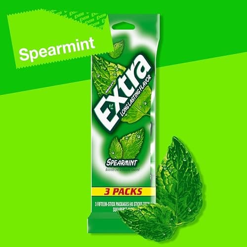 EXTRA Spearmint Sugar Free Gum Back To School Chewing Gum, 3 Pack Bulk Gum (45 Sticks Total) thumbnail 3