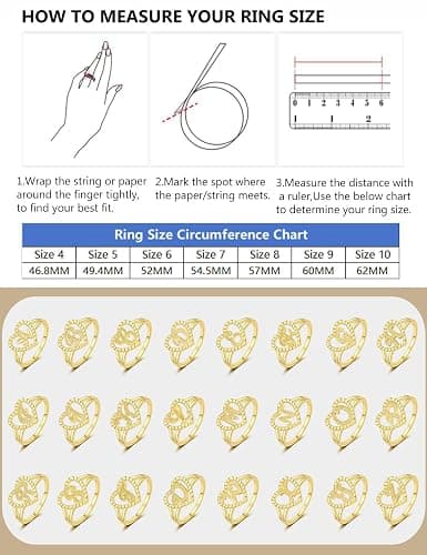 RLMOON Gold Initial Rings for Women Vintage Initial Heart Love Rings Non Tarnish 14K Gold Plated Personalized Carved Letter Statement Stacking Rings Size 6-10 Jewelry Gifts - Gold C - 7 thumbnail 5