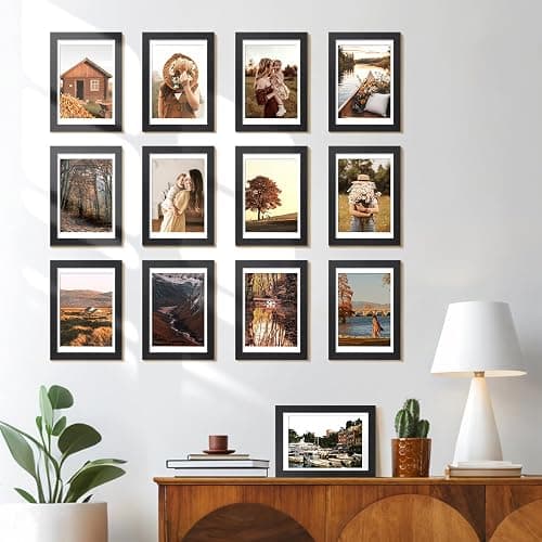 HappyHapi 4x6 Picture Frames Set of 10, Tabletop or Wall Display Pictures 3.5x5 with Mat or 4x6 Without, Multi Photo Frames Collage (Black) thumbnail 4