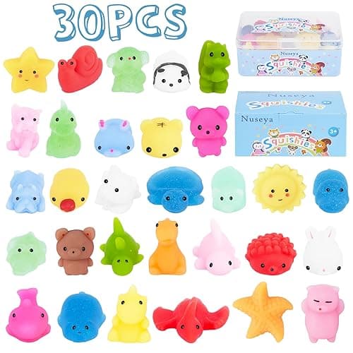 Nuseya 30pcs Mochi Squishy Toys No Duplicates Fidget Toys Gift for Kids Girl Boy Party Favor Kawaii Squishies Mini Sensory Stress Relief Toys Birthday Gift Classroom Prizes Goodie Bag Stuffers - Image 1