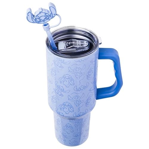 Silver Buffalo Disney Lilo and Stitch, Stainless Steel Tumbler, 40oz | Poses Pattern, Double Walled, Handle and Straw, Cover Cap, Fits in Standard Cup Holder, 1.18 Liters thumbnail 4