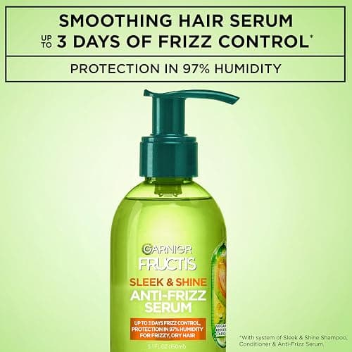 Garnier Fructis Sleek & Shine Anti-Frizz Serum for Frizzy, Dry Hair, Argan Oil, 5.1 Fl Oz, 1 Count (Packaging May Vary) thumbnail 2