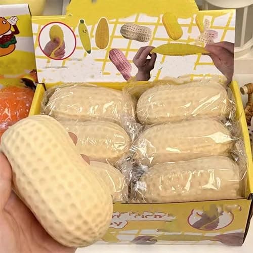 Peanut Shaped Squish Balls, Slow Rebound Cute Peanut Stress Balls, for Stress Relief, Anxiety Relief Fidget, Soft Squeeze Decompression Dough,Birthday Gifts, Party Favors, Desk & Offic (1PCS) thumbnail 7