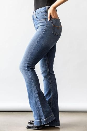 Kimes Ranch Women's Jennifer Casual Durable Western Ultra-High Rise & Wide Flare Leg Denim Black Jeans thumbnail 6