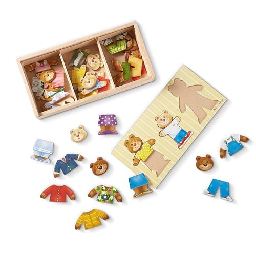 Melissa & Doug Wooden Bear Family Dress-Up Puzzle, 45 Pieces Mix and Match Outfits, Sorting & Matching Toy with Storage Case, Educational Puzzle for Toddlers Ages 3+ thumbnail 5