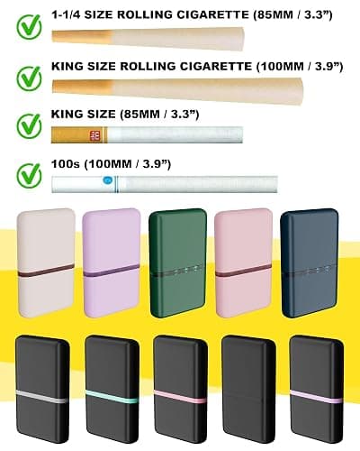 Smell Proof King Size Pre Roll Cone Holder Case with Lighter Holder, Slim & Portable 3 or 5 Capacity Cigarette Case for 1-1/4 Size Pre Rolled Rolling Paper & Regular, Travel Box for Hand-Rolled Cig thumbnail 4