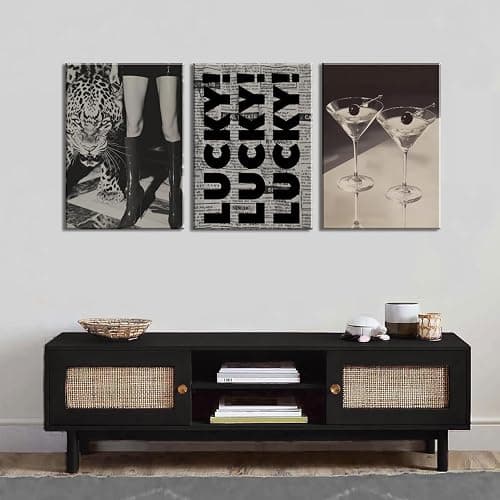 Trendy Leopard Canvas Wall Art Fashion Cheetah Lucky Martini Wall Decor Pictures Funky Vintage Preppy Luxury Aesthetic Posters Prints for Girly Bedroom Apartment Dorm Decoration 12x16in thumbnail 5