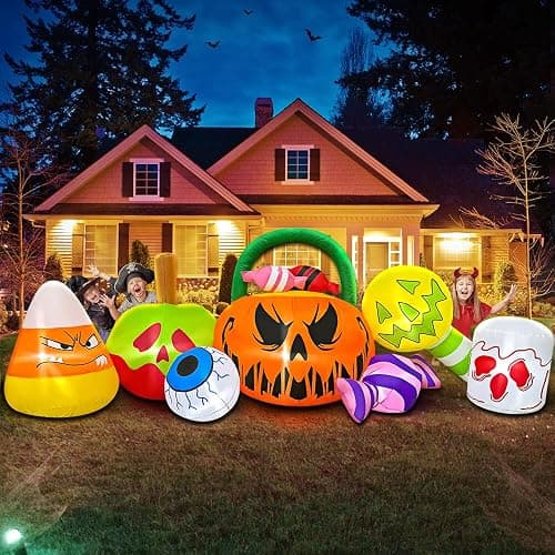 10 FT Halloween Inflatable Blow up Outdoor Decorations Pumpkin Ghost Combo, Halloween Decorations Outdoor Inflatable Bow Up Pumpkin Decoration Outdoor with LED Inflatable Halloween for Yard Garden thumbnail 6
