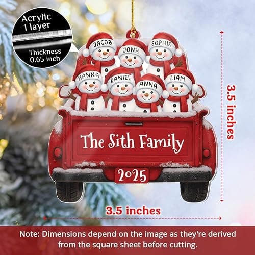 Personalized Christmas Ornaments 2025 Family of 2/3/4/5/6/7/8/9/10 Custom Snowman Ornament with Names and Year, for Family of 2/3/4/5/6/7/8/9/10 Members, Custom Ornament Xmas Gift Idea thumbnail 3