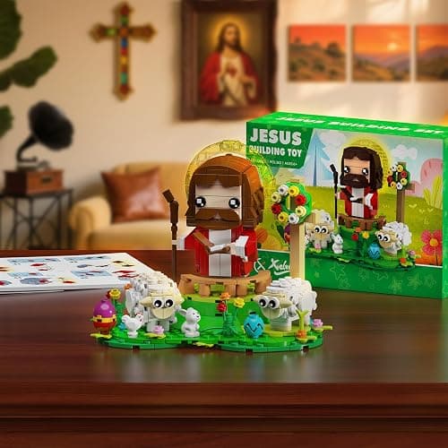 Jesus Figures Building Blocks Kit, Bible Story Good Shepherd with Sheep Bunny and Chick Blocks Toy Compatible with Brand as Easter Basket Stuffers, Christmas, Easter Gift for Christian Adults or Kids thumbnail 5