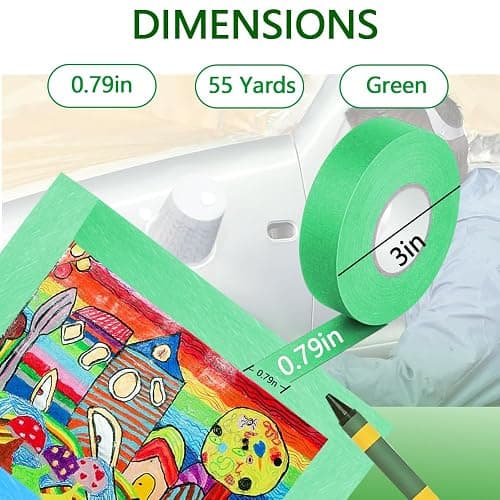 NETEHA 3 Rolls Painters Tape Masking Tape 0.78 Inch x 55 Yard, Heat Resistant No Residue Automotive Adhesive Tape for Automotive Paint and DIY Paint Projects (Green) thumbnail 2