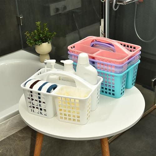 Haundry Plastic Shower Caddy Basket with 3 Compartments, Portable Divided Cleaning Supply Storage Organizer with Handle (Clear) thumbnail 9