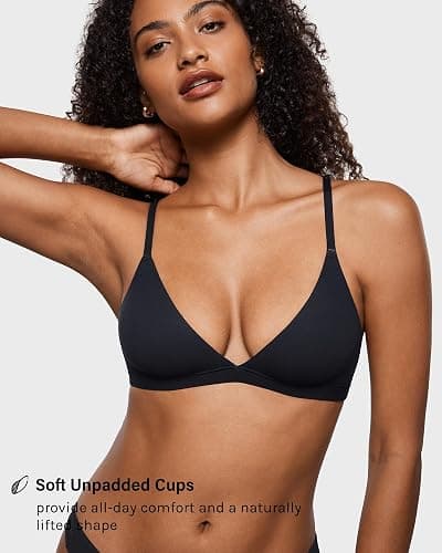 INLYRIC Women's Inbarely Triangle Bralette Plunge Unlined Seamless Bra No Underwire Sexy Comfortable Everyday thumbnail 2