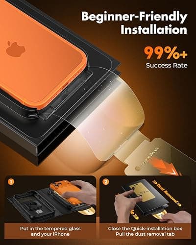 UNBREAKcable for iPhone 17 Pro Max Screen Protector [Quick-Installation Box] 3-Pack 9H+ Hardness Shatterproof Tempered Glass [99.99% HD Clear] [Case Friendly] [Bubble Free] for iPhone 17 Pro Max 6.9" thumbnail 2