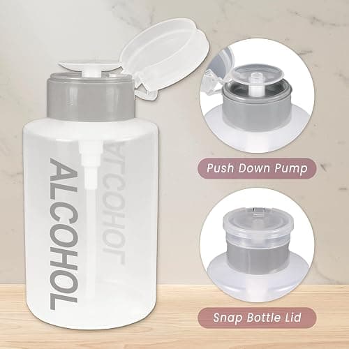 9oz Gray with Word Imprint Push Down Pump Dispenser Empty Refillerable Bottle with Flip Top Cap - for Nail Polish, Travel, Cosmetics Packaging thumbnail 4