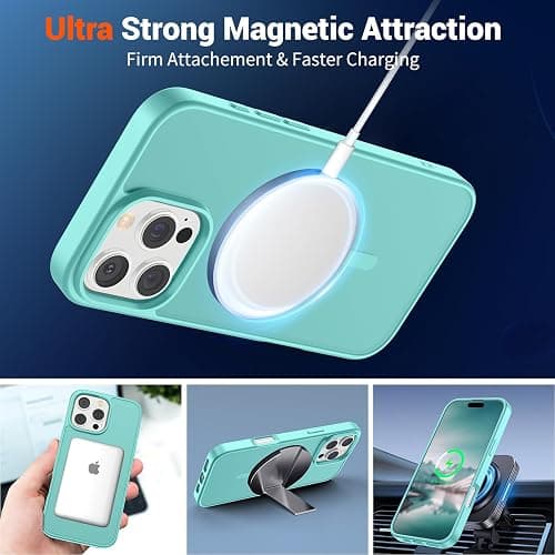 SUPFINE Magnetic for iPhone 16 Pro Case (Compatible with MagSafe) (Military Grade Drop Protection) Slim Translucent Matte Shockproof with Anti-Fingerprint Phone Case, Blue Green thumbnail 5