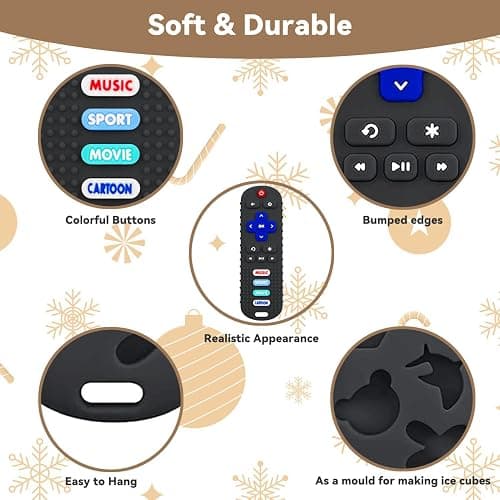 MACLUD 3 Pack Remote Control Shape Silicone Teethers for Babies Chew Toys, Teething Toys for Infant Toddlers,Baby Remote Control Toy, teethers for Babies 6-12 Months (Black&Blue&Pink) thumbnail 3