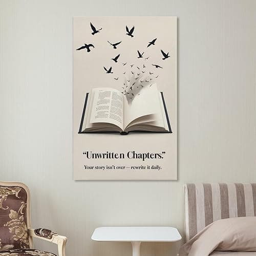 Eunoiax Inspirational Book Wall Art Motivational Quote Poster with Flying Birds And Open Pages Literary Life Quote Decor for Office Library Classroom Or Home Gift 12x18inch(30x45cm) Unframe - 03. Inspirational Book Wall Art - Unframed - 12L" x 18W" thumbnail 3