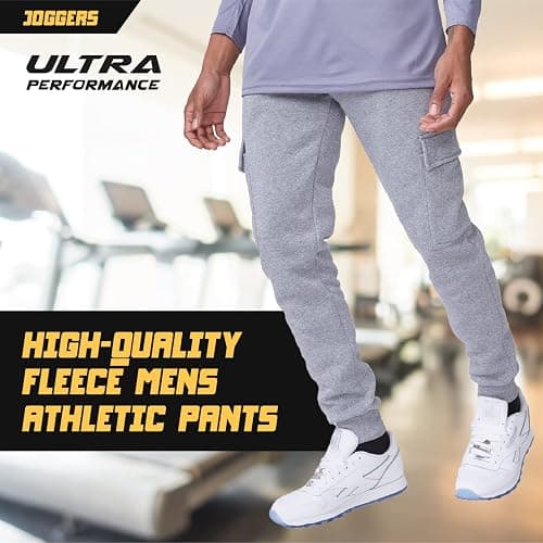 Ultra Performance 3 Pack Mens Sweatpants, Fleece Cargo Joggers for Men with Pockets thumbnail 3