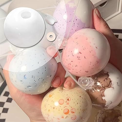 RandJ DIY Stress Ball Making Kit, Squishy Maker Kit with Blank Skins & Air Pump, Add Water to Make Your Own Crunchy Stress Balls for Adults, Transparent Squeeze Toy thumbnail 4