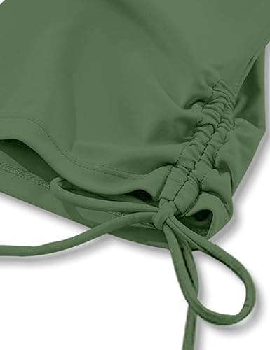 Girls Tankini Swimsuits Two Piece Bathing Suit Color Contrast Trim Drawstring Swimwear Set for Girls 9-16 Years thumbnail 7