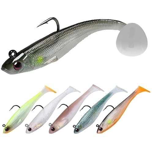 TRUSCEND Easy Catch Pre-Rigged Soft Lures, Unique Vibrating Swim Action and Trembly Sinking Move for More Bites, Amazing Soft Swimbait for Family Fishing, Fishing Lures for Bass Trout Crappie Walleye - Image 1