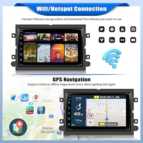 [2+64G] Android 15 Car Radio Stereo for Ford F150/F250/F350 2004-2014 with Wireless Carplay,7” Touch Screen Car Stereo with Mirror Link Bluetooth FM/RDS WiFi GPS SWC HD Backup Camera thumbnail 4