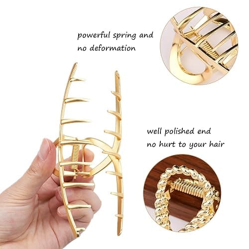 Mehayi 3 PCS Metal Large Claw Clips for Thick Heavy Hair, Strong Hold Big Non-Slip Hair Catch Barrette Jaw Clamp for Long Hair, Fashion Styling Accessories for Women Girls thumbnail 6