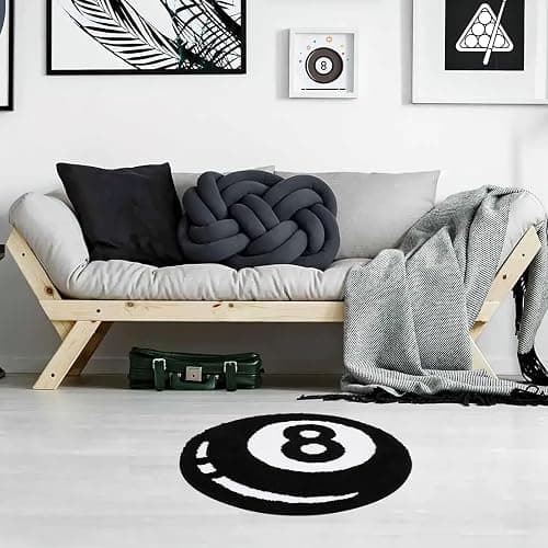 Percozzi 8 Ball Tufted Rug Billiards Bath Mat for Tub Cool Bedroom Aesthetic Bathroom Shower Absorbent Small Floor Carpet Minimalist Non Slip Trendy Bathmat Washable New Home Essentials House Decor thumbnail 4
