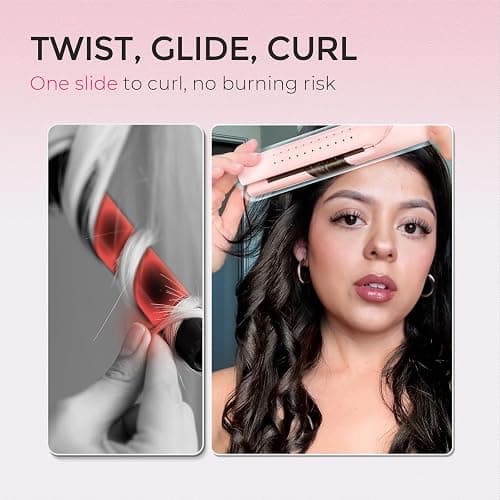 TYMO Airflow 2.0 Curling Iron Flat Iron - Hair Straightener and Curler 2 in 1, 1.25 Inch Curling Wand for Long Short Hair, Dual Voltage for Travel, 54 Million Ionic, Anti-Tangle, 5 Temps, Pink thumbnail 7