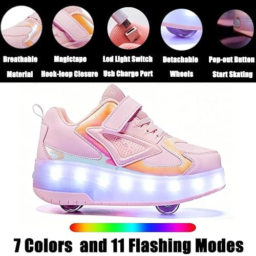 Ylllu Kids LED Roller Skate Shoes with Single Wheel Light up Roller Shoes Gift for Girls Boys Children thumbnail 4