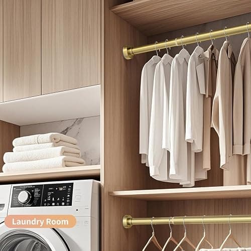 Emlaoe Gold Shower Curtain Rod 34-66 Inches(2.8-5.5ft) Never Rust Adjustable Shower Rod Spring Tension Non Slip No Drilling Shower Rods for Bathroom Garland Window thumbnail 8