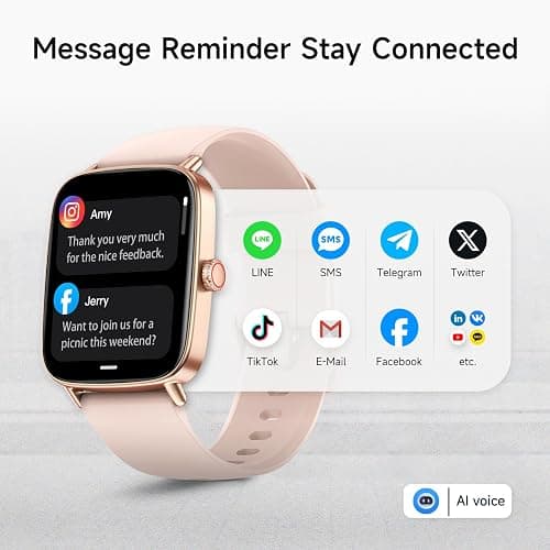 Smart Watch for Women, 1.85" HD Smartwatch Compatible iPhone/Samsung/Android (Answer/Make Calls), 100+ Sport Modes Fitness Tracker with Heart Rate/Sleep/SpO2 Monitor, IP68 Waterproof, with 2 Bands thumbnail 2