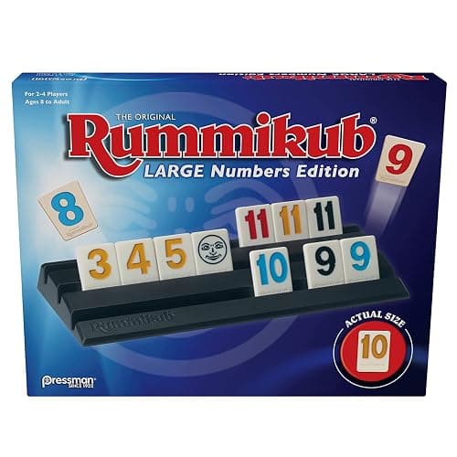 Pressman Rummikub Large Numbers Edition - The Original Rummy Tile Game Blue, 5" - Image 1