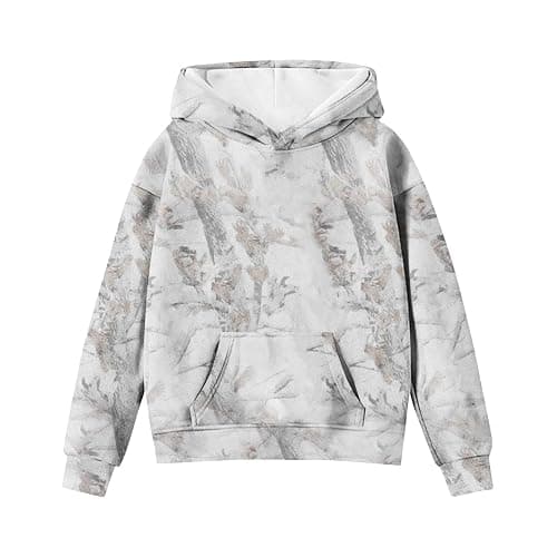Camo Hoodie Kids Cute Hoodies Maple Leaf Print Oversized Drop Shoulder Fleece Hooded Sweatshirt Pullover With Pocket thumbnail 2