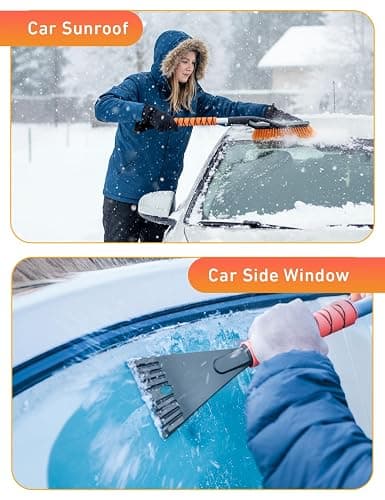 EcoNour 27" Aluminum Ice Scrapers for Car Windshield | Car Snow Scraper Window and Snow Brush with Ergonomic Foam Grip Winter Accessories (Orange) thumbnail 4