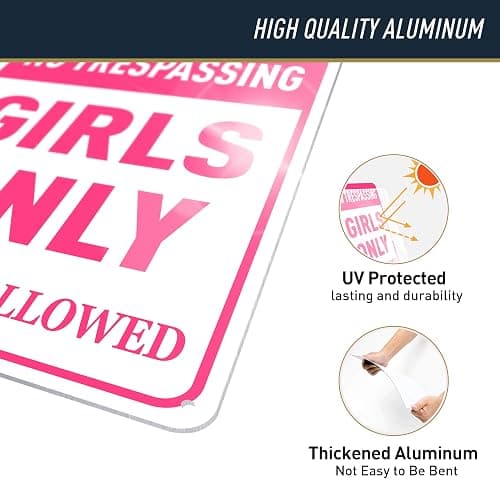 N A Girls Bedroom Sign - Funny No Trespassing Girls Only Metal Tin Sign Wall Decor Pink No Boys Allowed Bedroom Door, 8 x 12 inch thumbnail 6