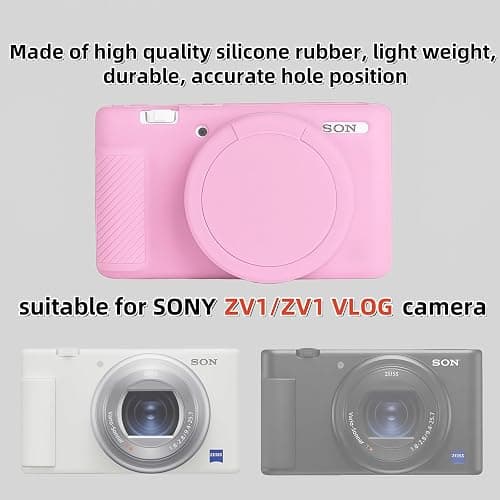 Camera Case for Sony ZV-1,ZV1 Camera Soft Case Cover Rubber Camera Sleeve with Removable Lens Cover,Anti-Scratch Slim Fit Soft Sleeve with ZV1 Screen Protector and Strap Wrist. (Pink) thumbnail 2