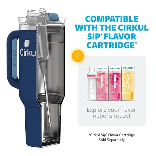 Cirkul 40oz. Midnight Blue Stainless Steel Tumbler with Handle, All-Day StrawSip™, Double-Wall Insulated thumbnail 5