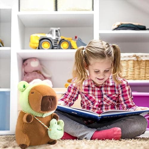 Ditucu Capybara Plush with Frog Hat & Mini Bag 9.8 inch Cute Capibara Stuffed Animal Soft Plushies Toys Gifts for Kids Adults Brown thumbnail 2