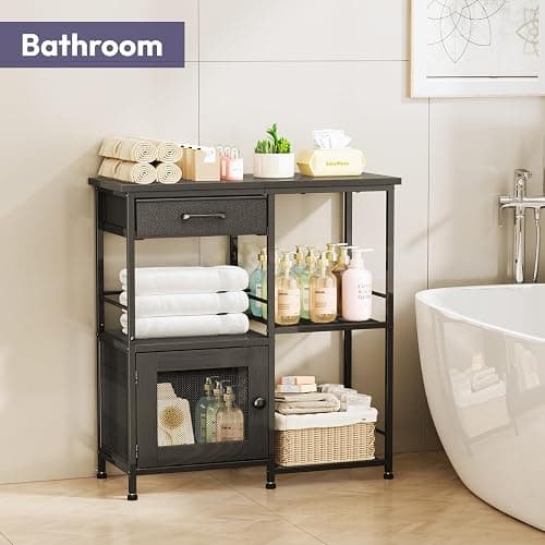 SWTYMIKI Coffee Bar Cabinet for Home - Farmhouse Coffee Stand Station Multi-Purpose Storage Cabinet with Adjustable Feet, Drawers - Kitchen Bar Table for Living Room, Corner, Small Space, Black thumbnail 7