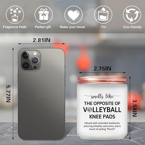 Maybeone Volleyball Gifts for Teen Girls - Volleyball Gift for Lovers, Players, Coach, Team, Mom - Christmas Volley Ball Accessories Present for Women, 7 Oz Lavender Candle thumbnail 3