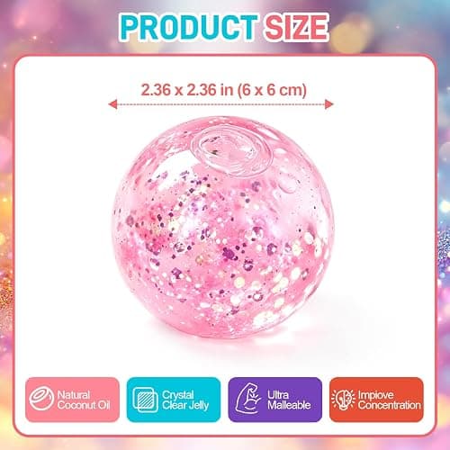 Coconut Oil Squishy, Coconut Oil Slow Rising Squeeze Stress Ball Clear Jelly Bubblegum Texture Coconut Oil Squishy Toy (Pink-A) thumbnail 4