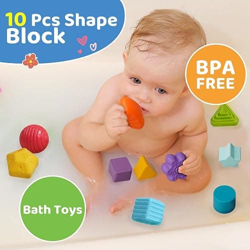 LiKee Shape Sorter Toys for 1+ Years Old, 8pcs Montessori Baby Blocks, Sensory Toddler Learning Toys for Fine Motor Skills, Infant Developmental Toys Gift for Boys Girls Ages 18+ Months - Cube thumbnail 5