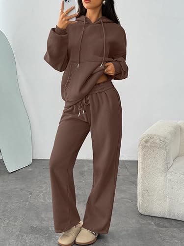 Trendy Queen Womens 2 Piece Outfits Lounge Fall Fashion Sets Oversized Sweatshirts Wide Leg Pants Sweatsuits Winter Clothes thumbnail 3